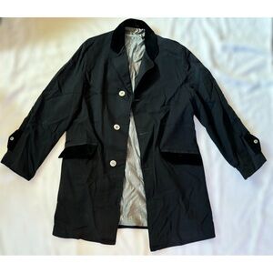 Vintage Black Velvet Collar Trench Coat